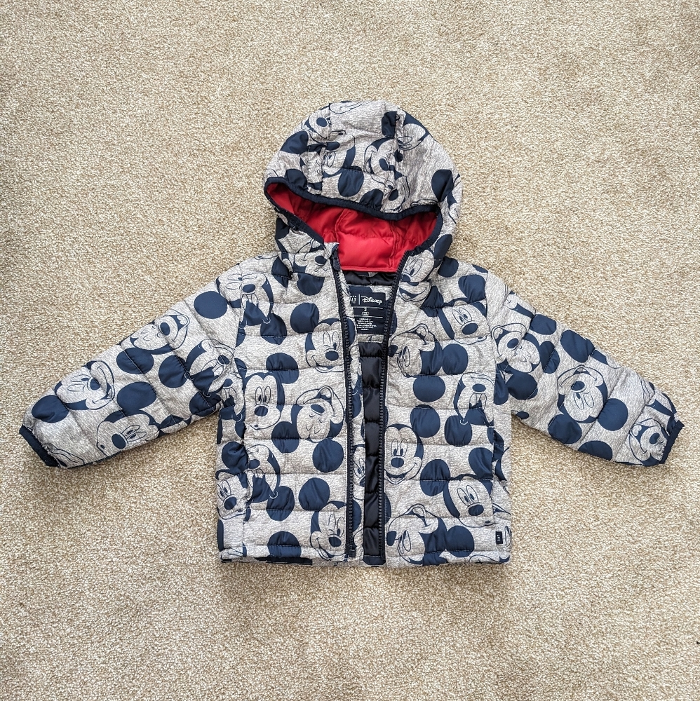 Gap Disney Mickey Mouse Toddler Puffer Jacket 2 T